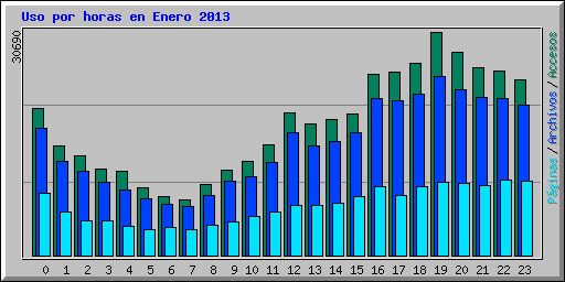 Uso por horas en Enero 2013