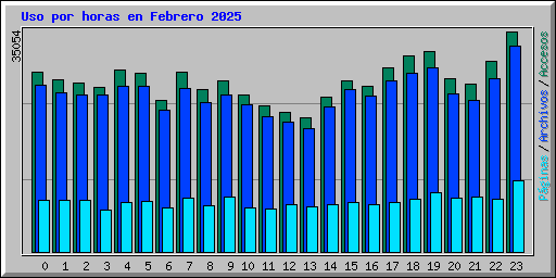 Uso por horas en Febrero 2025