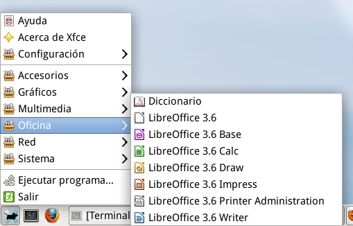 Menú LibreOffice