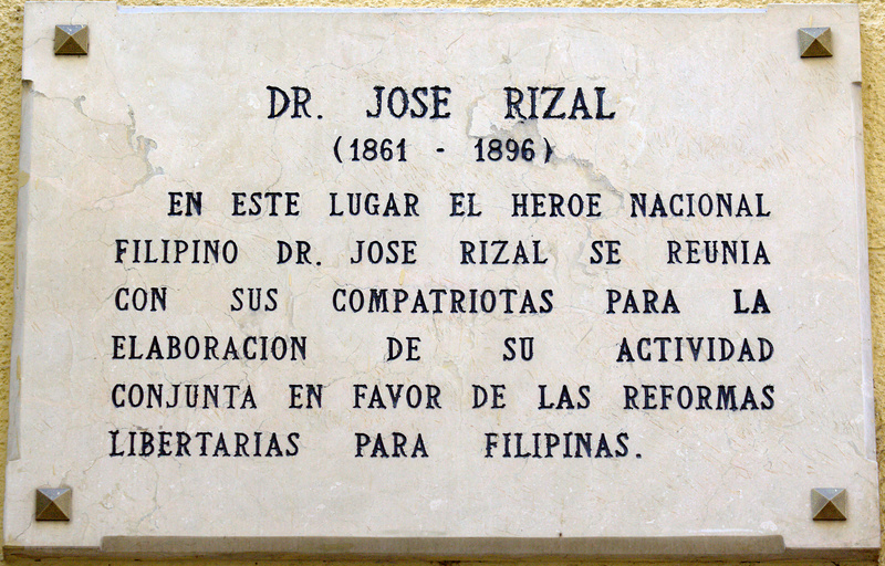 Placa del Dr. José Rizal