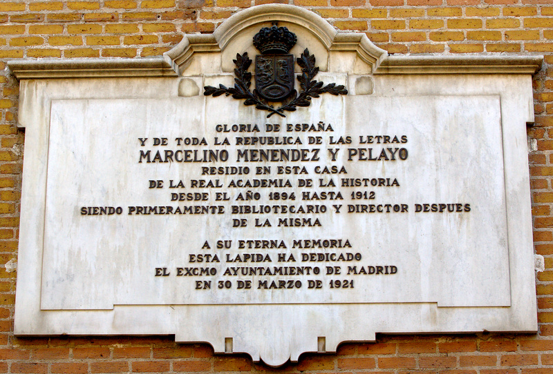 Placa de Menéndez Pelayo